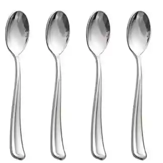 Cucharita Plastica Desechable Plateada Dulcera, Cubierto Elegante, Cubierto De Lujo