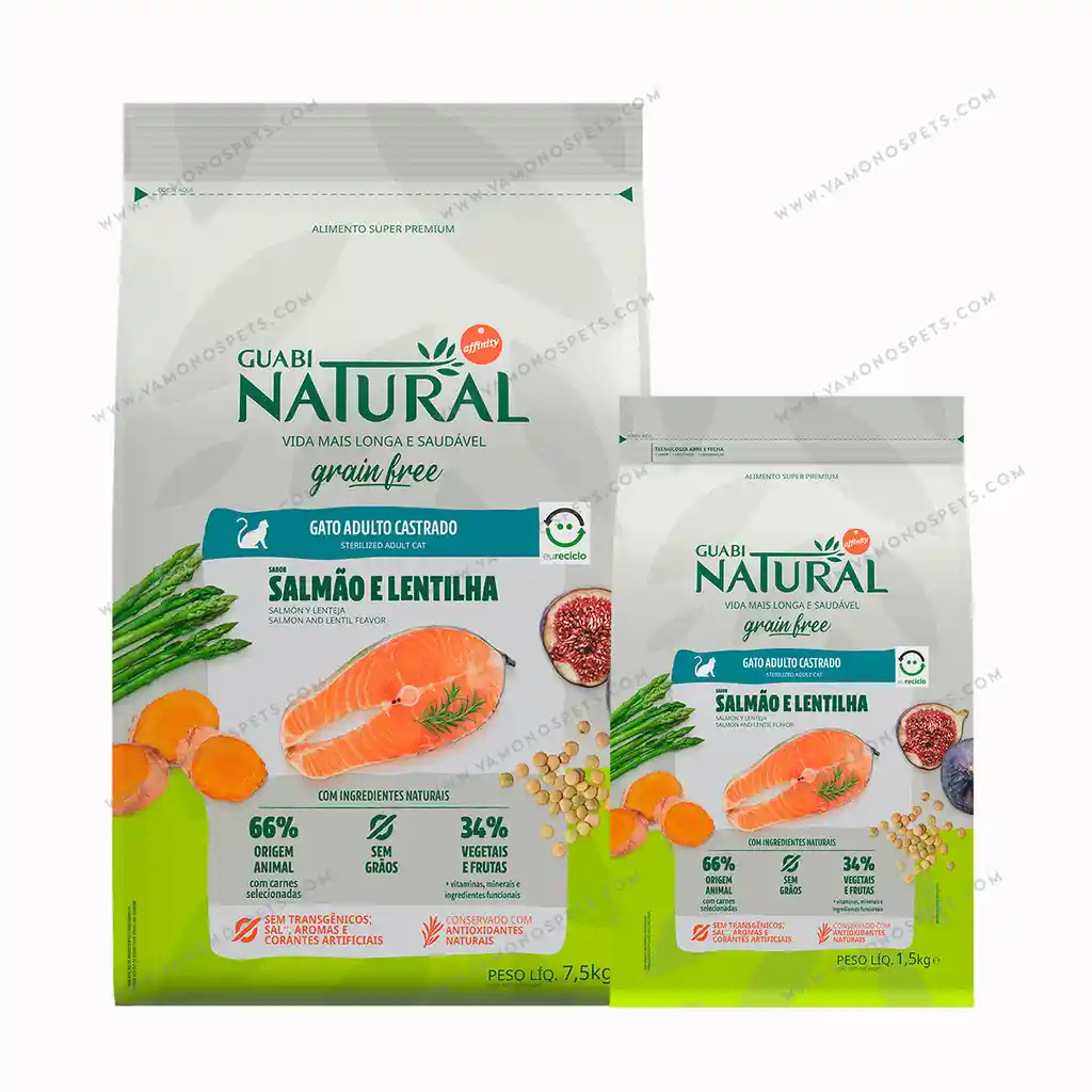 Guabi Natural Feline Green Free Adulto Castrado Salmon X 1.5 Kg
