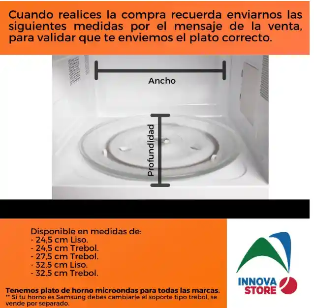Plato Para Horno Microondas Samsung De 28 Cm