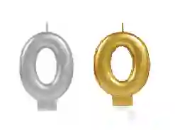 Vela De Cumpleaños # 0 Dorado O Plateado X6cm Se Envia De Acuerdo A Disponibilidad En Tienda