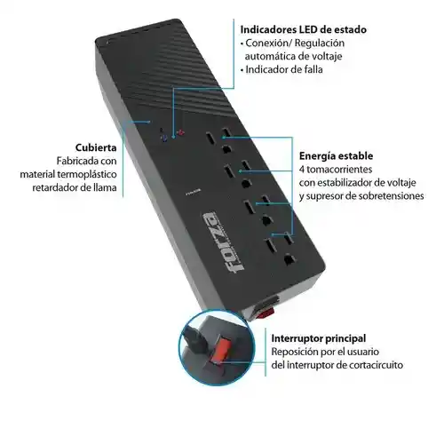 Regulador De Voltaje Forza Fvr-1011 1000va 500w 4 Tomas 120v