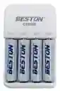 Combo Cargador De Baterias Mixto Aa/aaa + 4 Pilas Aa De 1500mah Bateria Recargable