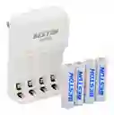 Combo Cargador De Baterias Mixto Aa/aaa + 4 Pilas Aa De 1500mah Bateria Recargable