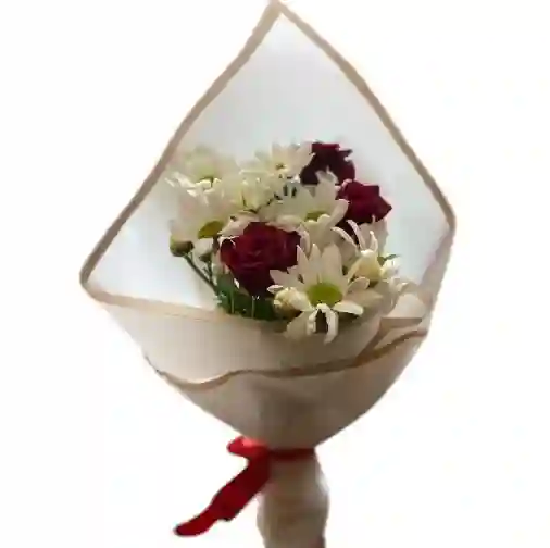 Bouquet De 3 Rosas Y Margaritas