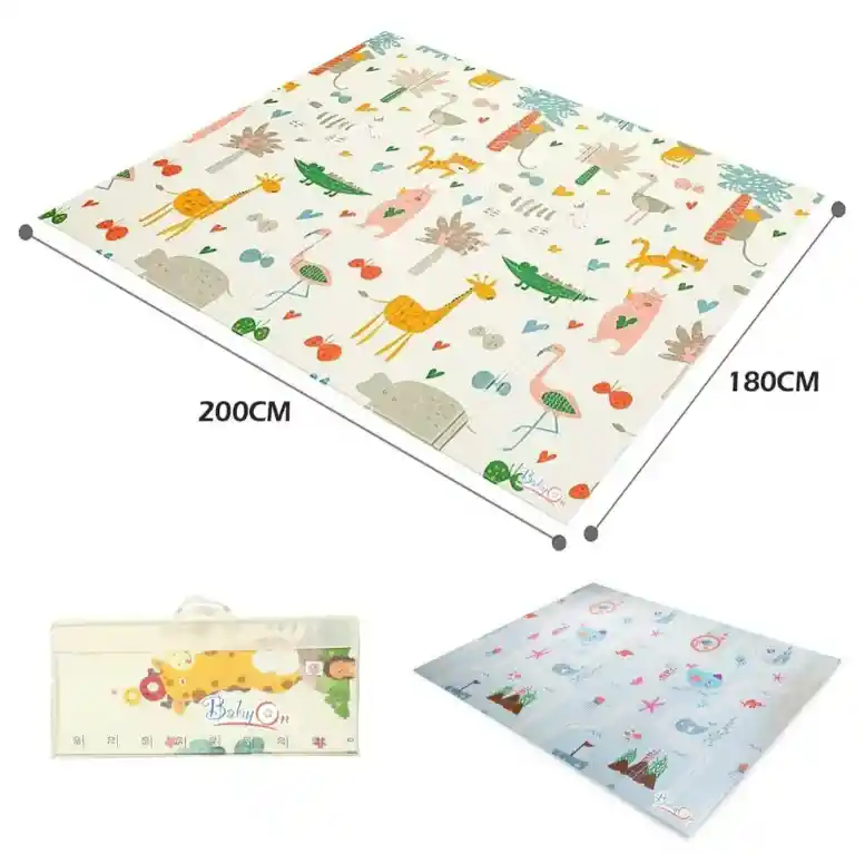 Tapete De Juego Plegable Gateo Bebé 200x180x1 Cms Doble Faz