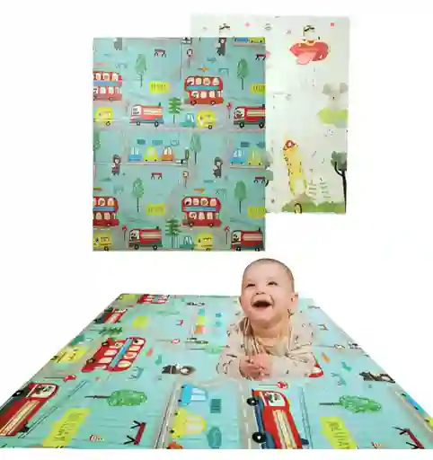 Tapete De Juego Plegable Gateo Bebé 200x180x1 Cms Doble Faz