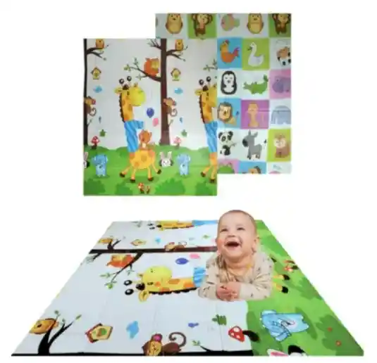 Tapete De Juego Plegable Gateo Bebé 200x180x1 Cms Doble Faz