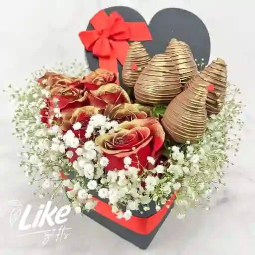 Cofre Corazón Rosas Y Fresas