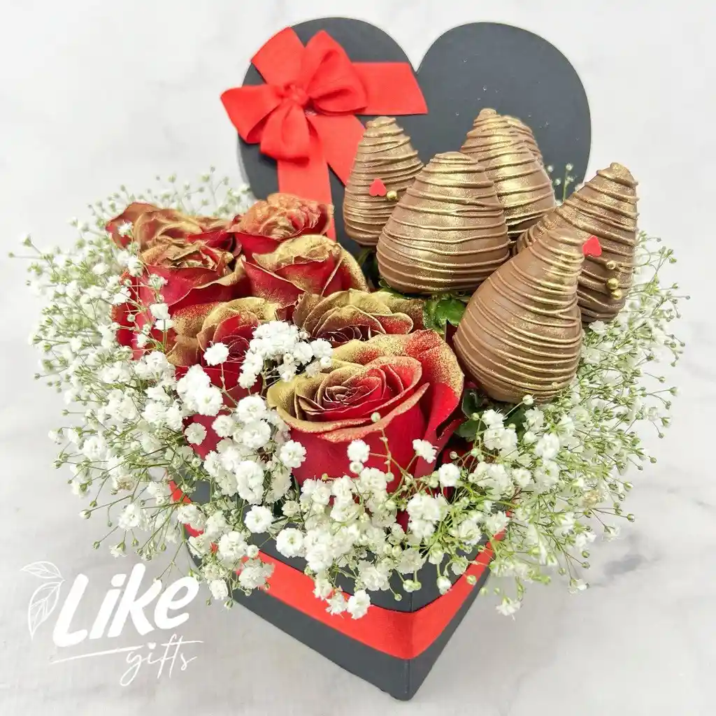 Cofre Corazón Rosas Y Fresas
