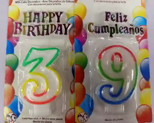 Vela Numero 3 Y 9 Con Decoracion Para Torta, Elegir El Numero De Su Preferencia Ultima Unidad