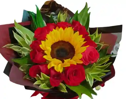 Bouquet De Girasol Y Rosas