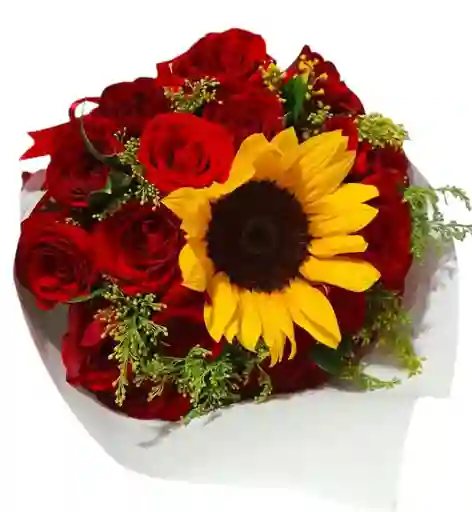 Ramillete De Rosa Y Girasol