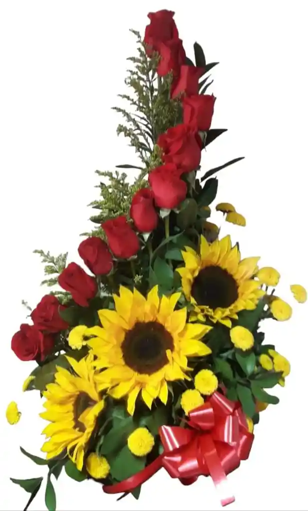 Ramo De Rosas Y Girasol