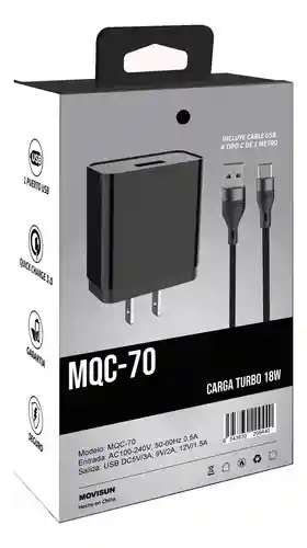 Cargador Tipo C Movisun Mqc-70