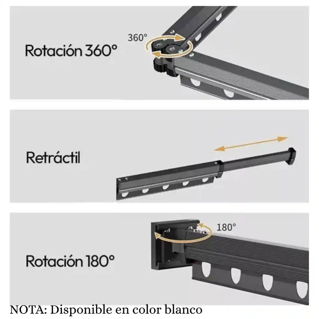 Tendedero De Ropa Retractil Plegable Estensibile Metalico Ahorrador De Espacio