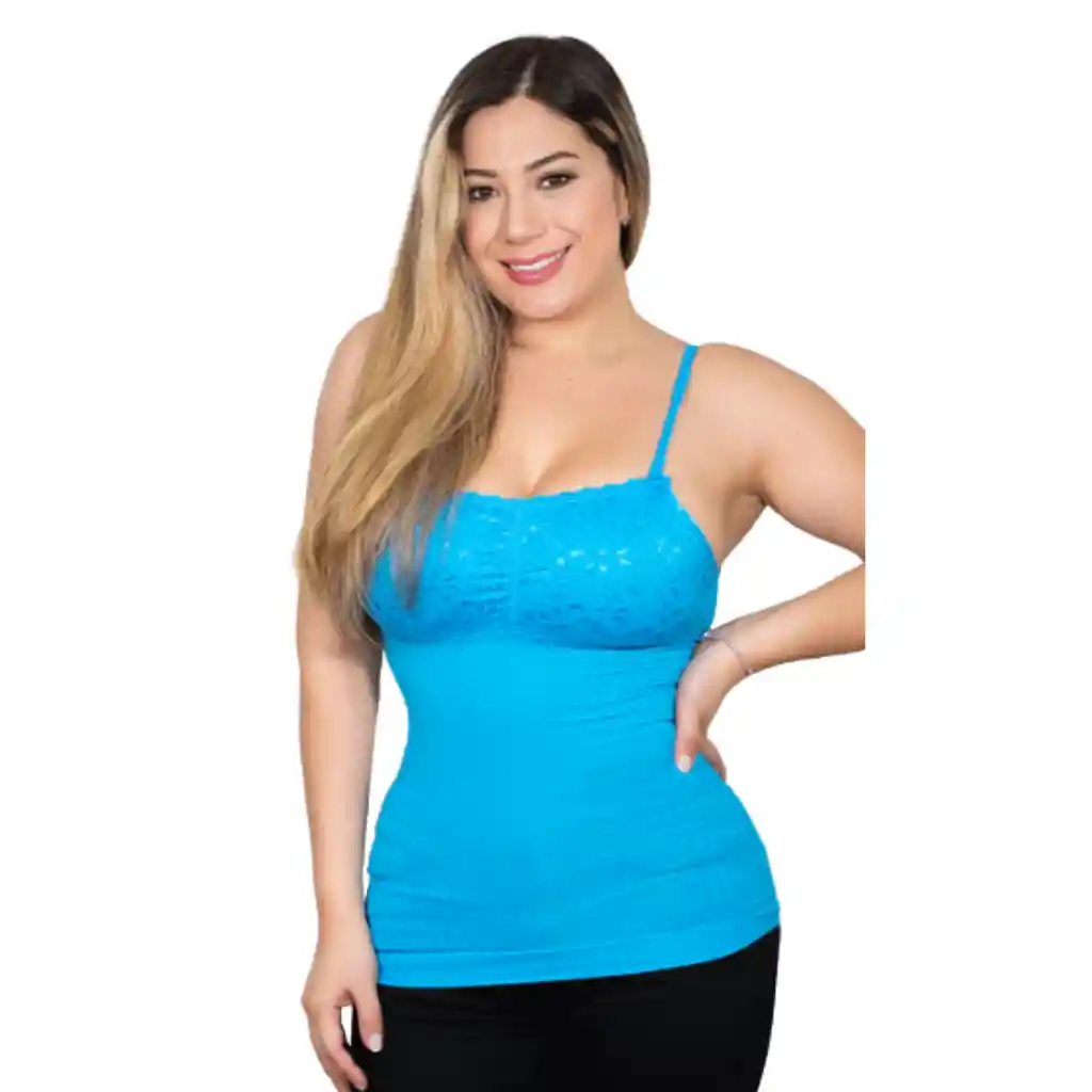 5013-blusa Moldeadora Con Encaje En Busto Color: Turquesa Talla:unica