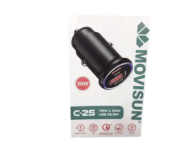 Cargador 30w Carro Turbo Tipo C Movisun C-25