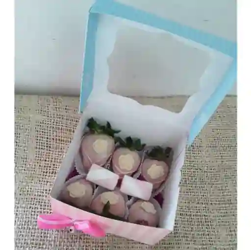 Caja De 6 Fresas Con Chocolate