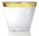 Vasos 9 Onzas Transparente Borde Dorado , Vaso Elegante, Bonito Y De Lujo, Vaso Desechable Crista