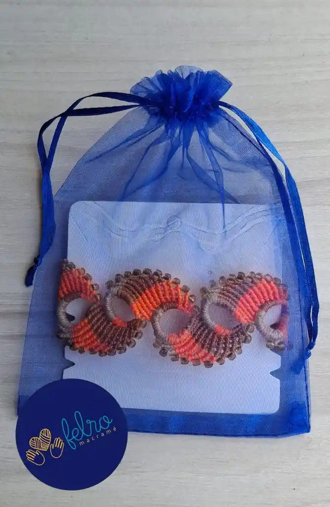 Pulsera Tejida En Micro Macramé/ Espiral Miel