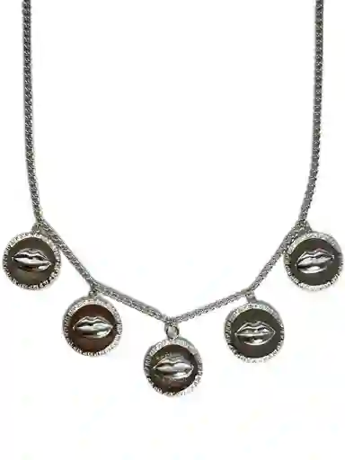 Collar Multicharms Besos Silver