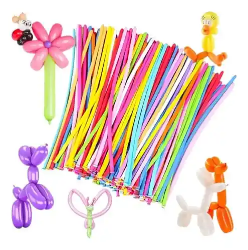 Globos Mil Figuras, Globo Tubito, Colores Surtidos X50 Unidades