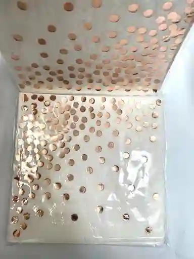 Servilleta Elegante Blanca Con Puntos Oro Rosa