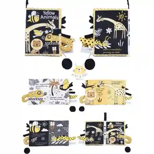 Libro Sensorial De Tela Con Colitas De Estimulación Negro