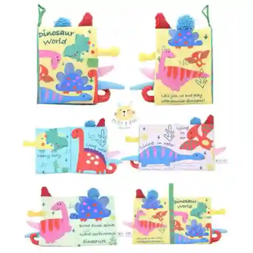 Libro Sensorial De Tela Con Colitas Estimulación Dinosaurio
