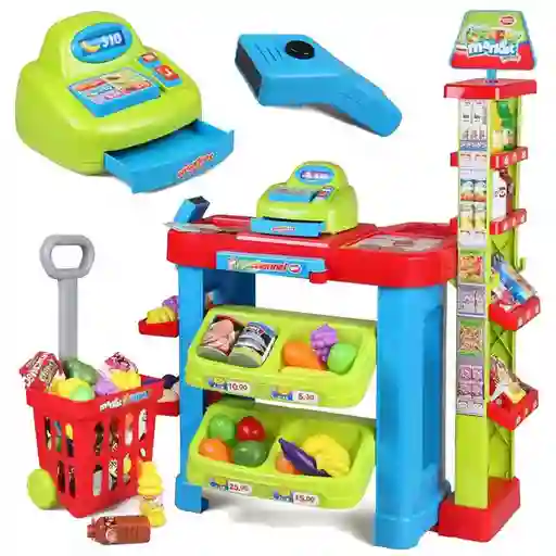 Supermercado Infantil Con Accesorios Caja Registradora Carro