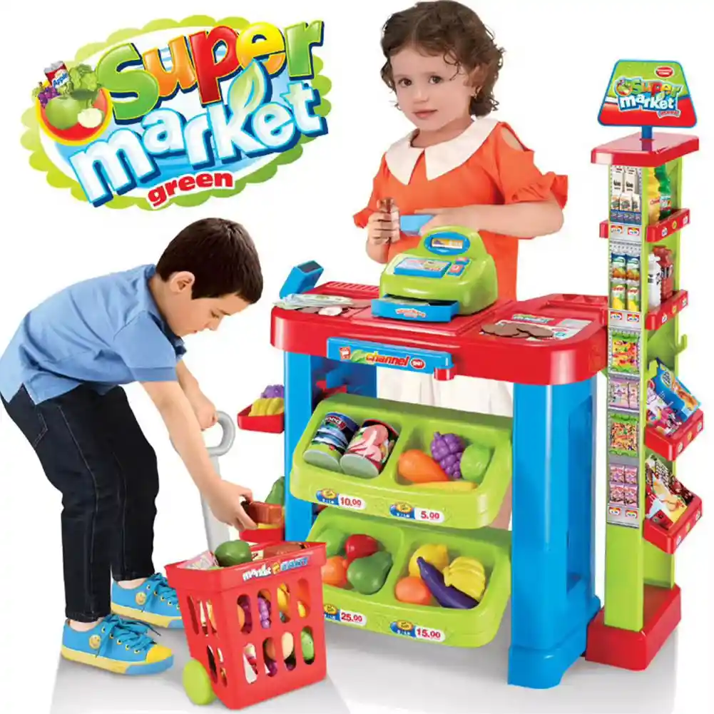 Supermercado Infantil Con Accesorios Caja Registradora Carro