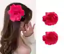 Pinza Clip Flor Rosa Hawaiana Para Pelo Cabello Set X 2 Und