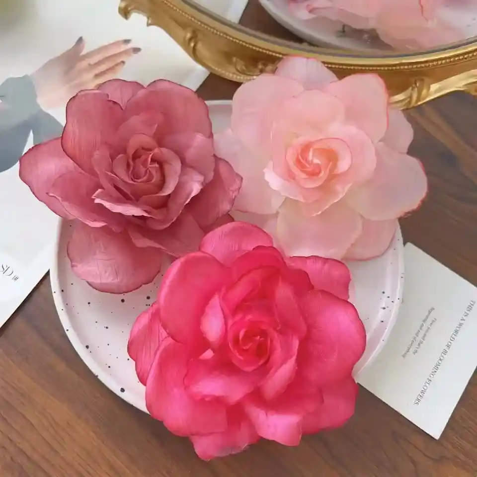 Pinza Clip Flor Rosa Hawaiana Para Pelo Cabello Set X 2 Und