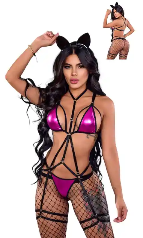 Disfraz De Gatita Fucsia – Pura Tentación En 4 Patas