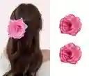 Pinza Clip Flor Rosa Hawaiana Para Pelo Cabello Set X 2 Und