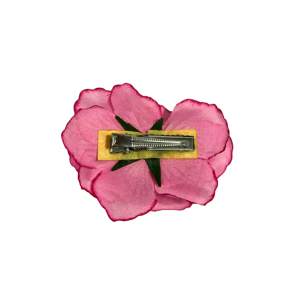 Pinza Clip Flor Rosa Hawaiana Para Pelo Cabello Set X 2 Und