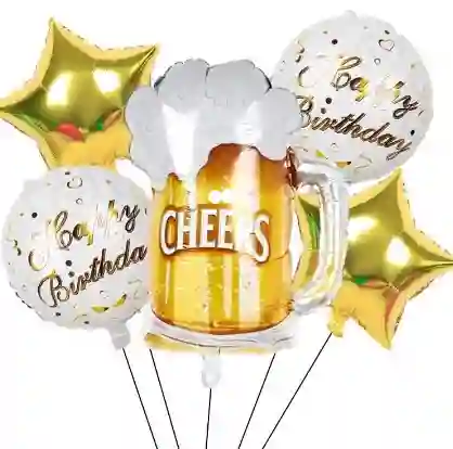 Bouquet De Globos Cerveza Happy Birthday 5 Pcs