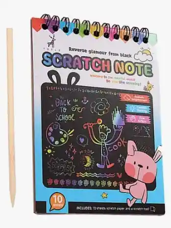 Libreta Magica Papel Bloc De Notas Scratch Rasgado Rainbow Animalitos Surtido 10x14 10 Pag