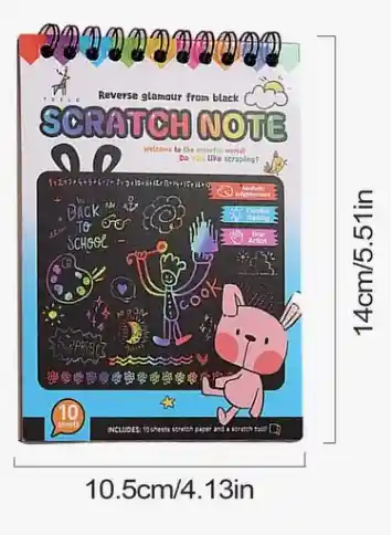 Libreta Magica Papel Bloc De Notas Scratch Rasgado Rainbow Animalitos Surtido 10x14 10 Pag