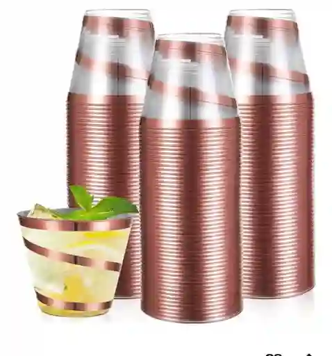 Vaso Plástico Oro Rosa Zig Zag, Vaso Elegante 9 Onzas