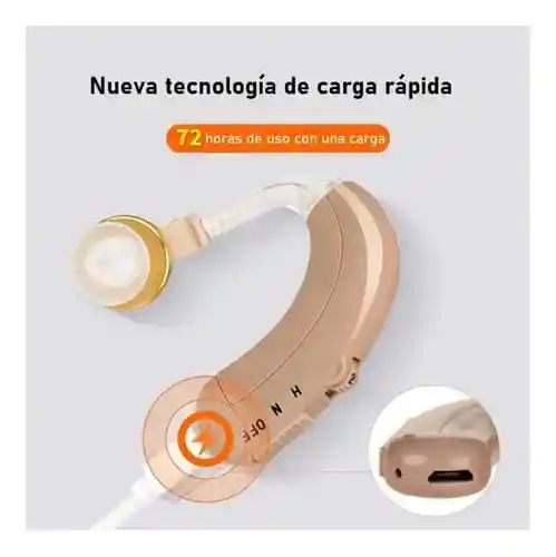 Audífono Recargable Amplificador De Sonido Xb-202 + Estuche