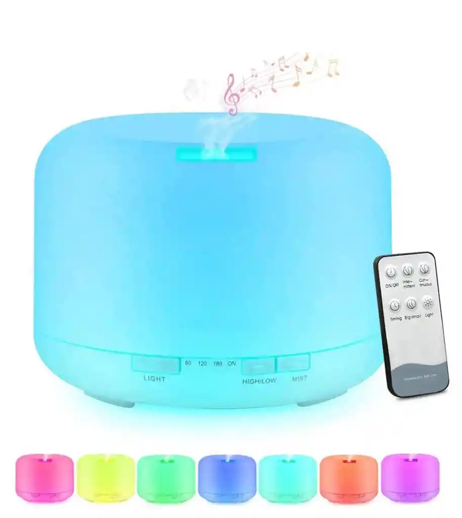 Humidificador Difusor De Aroma, Luz Led, Control + 1 Esencia Hidrosoluble (500ml)