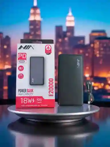 Power Bank Nia 20.000 Mah Pd 18w Alta Capacidad Con Carga Rápida