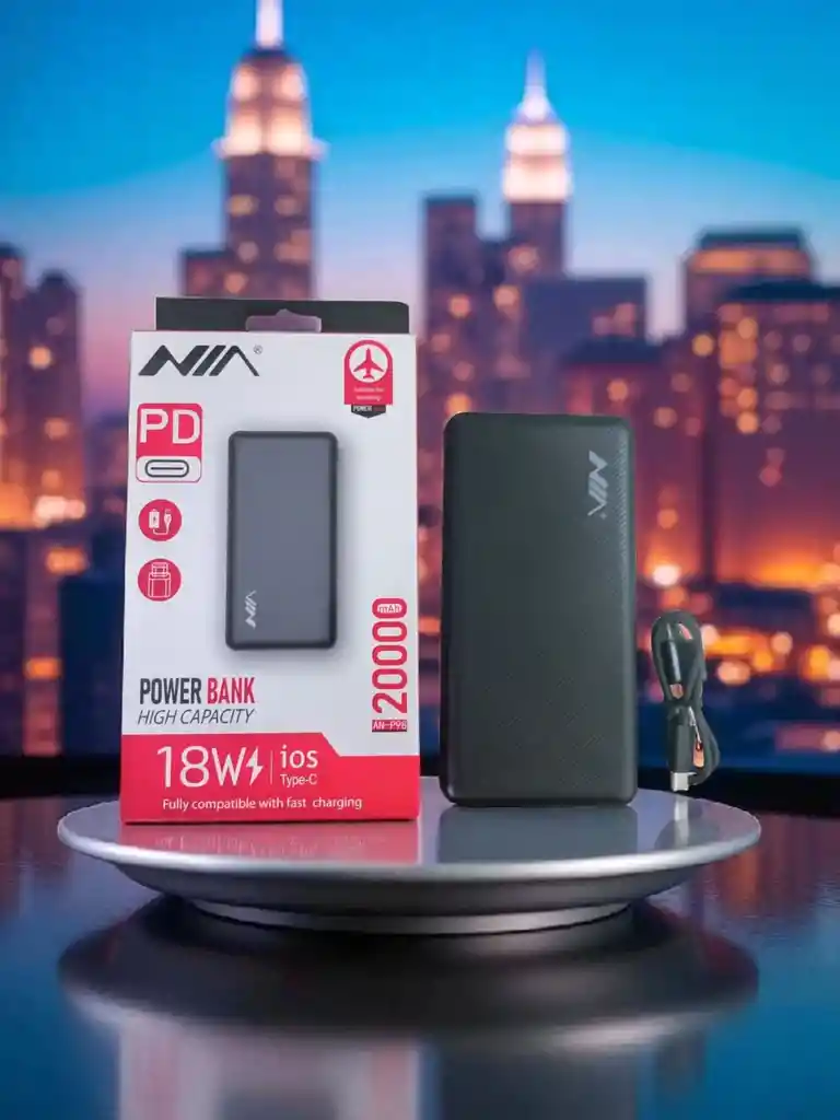 Power Bank Nia 20.000 Mah Pd 18w Alta Capacidad Con Carga Rápida