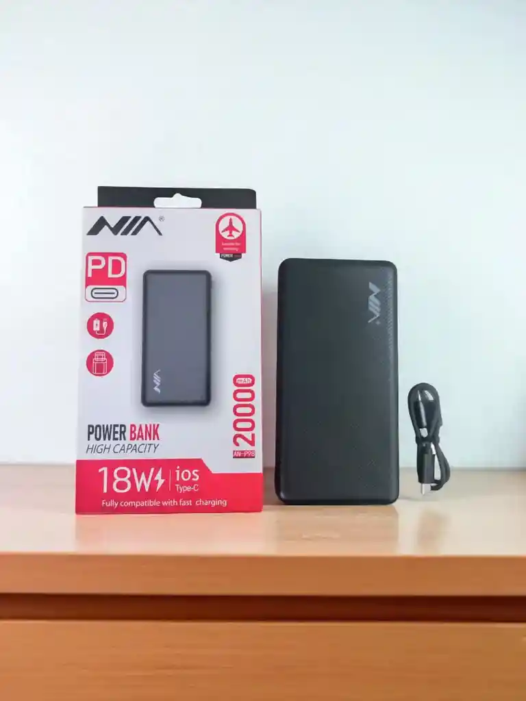 Power Bank Nia 20.000 Mah Pd 18w Alta Capacidad Con Carga Rápida