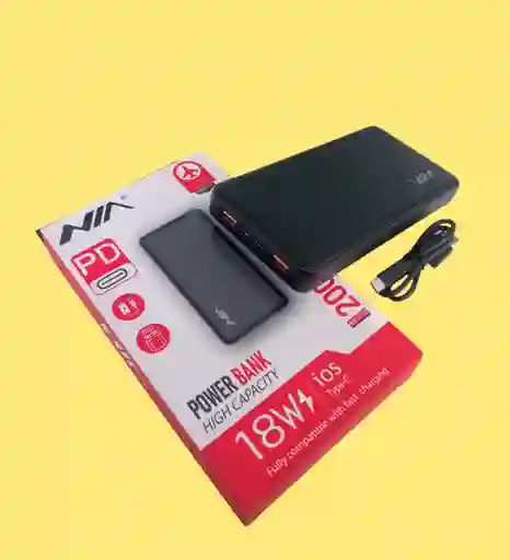Power Bank Nia 20.000 Mah Pd 18w Alta Capacidad Con Carga Rápida