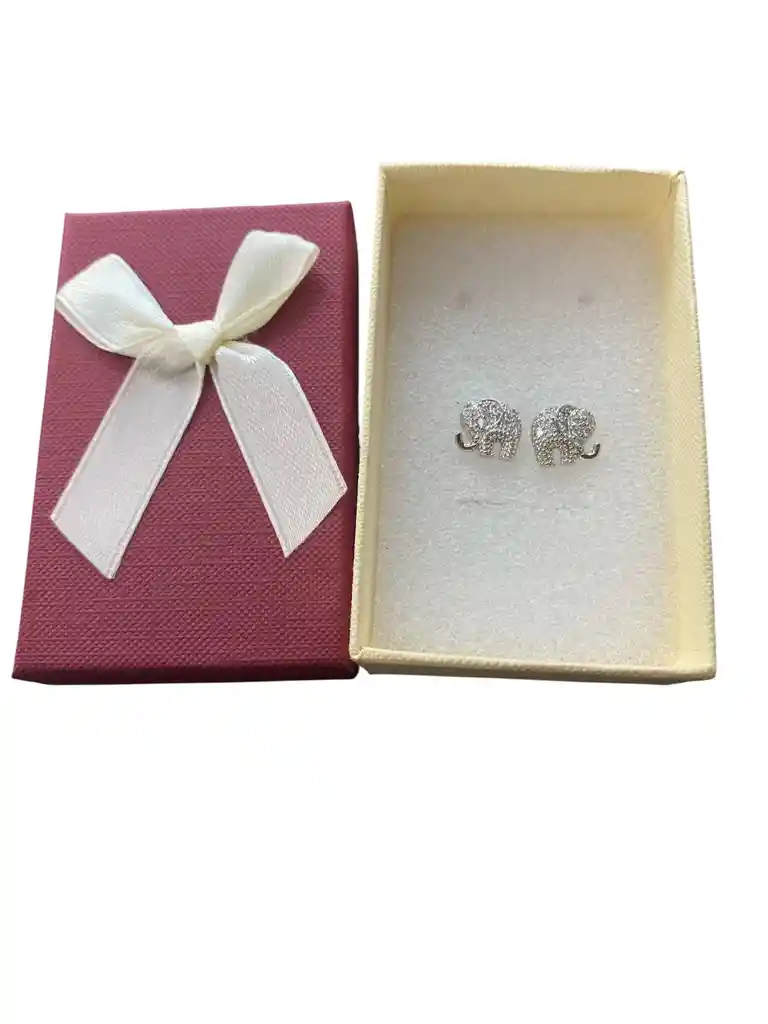 Aretes Tipo Topo Con Diseño De Elefante Con Piedras En Fantasia