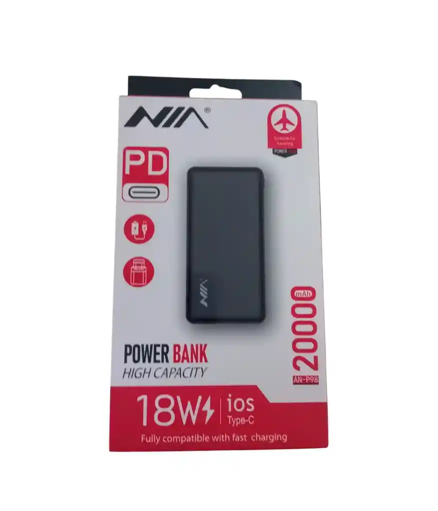 Power Bank Nia 20.000 Mah Pd 18w Alta Capacidad Con Carga Rápida