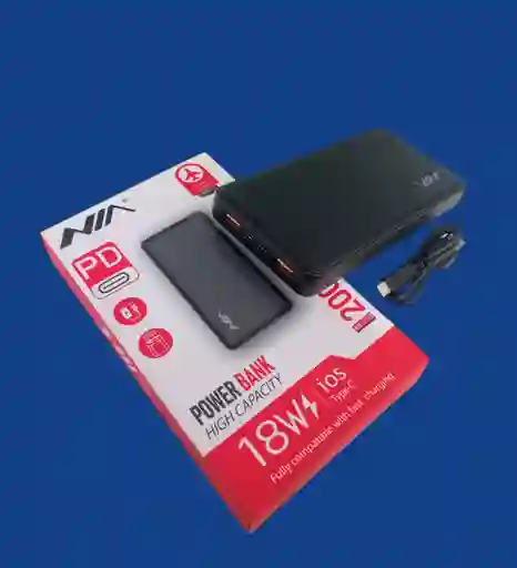 Power Bank Nia 20.000 Mah Pd 18w Alta Capacidad Con Carga Rápida