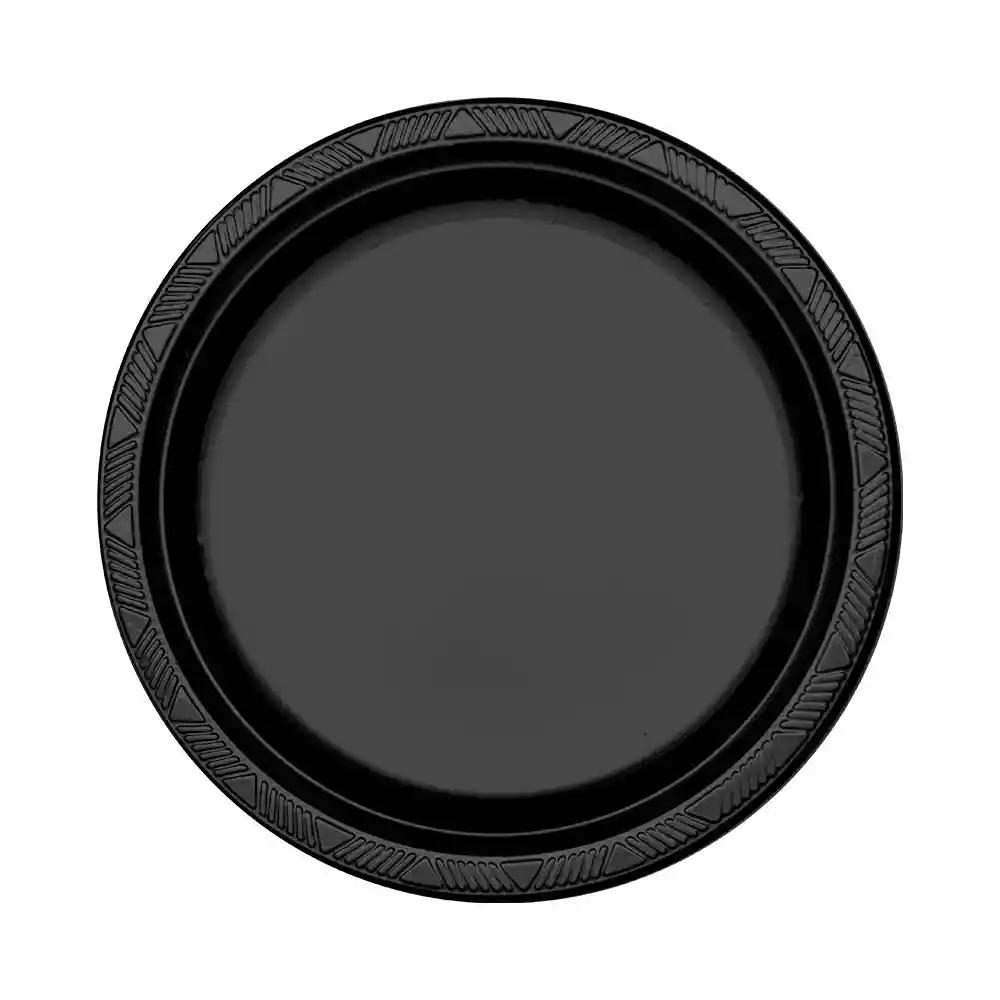 Plato Sempertex Desechable Negro Pequeño Deluxe Plastico 6" 15 Cm X 10 Sempertex
